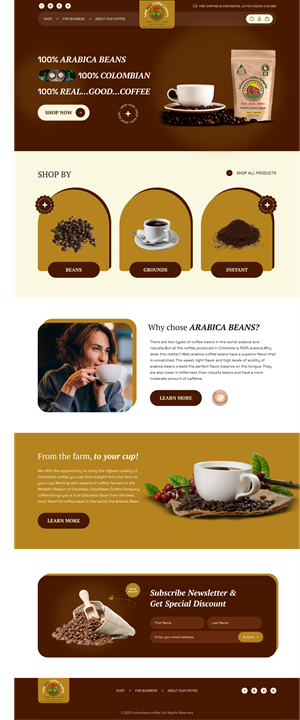 Diseño Web por Kingdom Vision para Colombean Coffee Company | Diseño #31876127