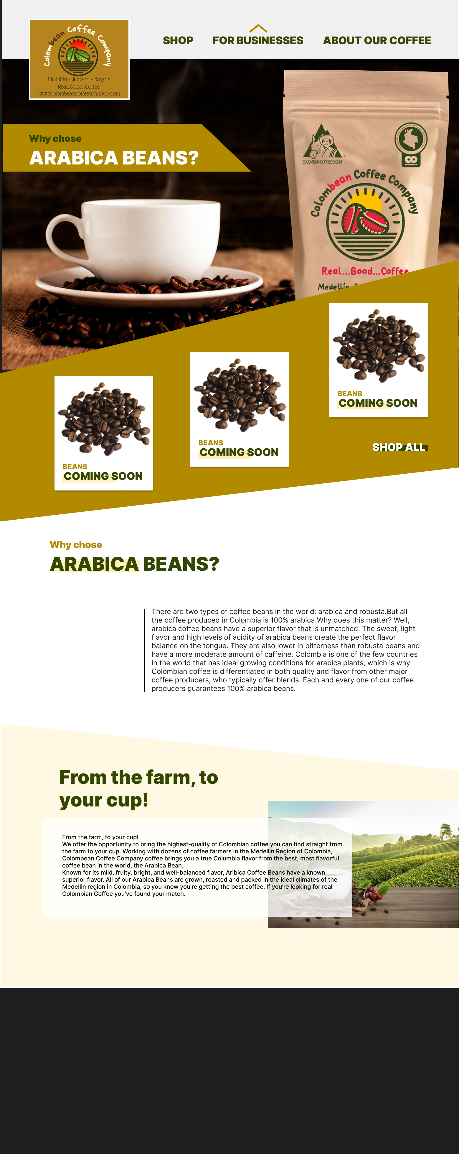 Web Design par zeykan pour Colombean Coffee Company | Design #31892241