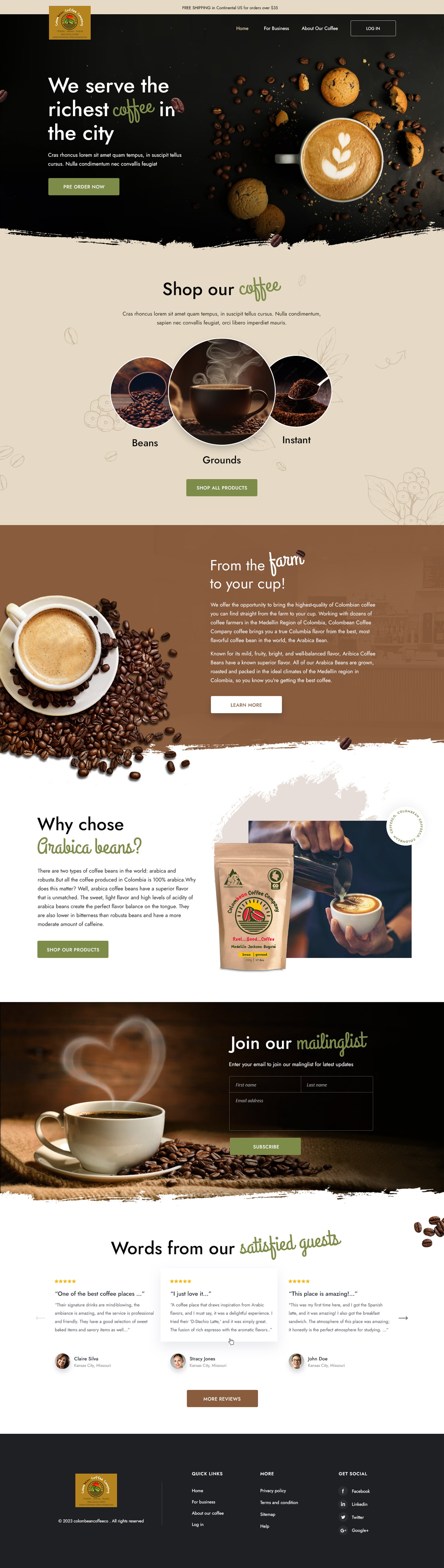 Web Design by OGMA CONCEPTIONS for Colombean Coffee Company | Design #31867917