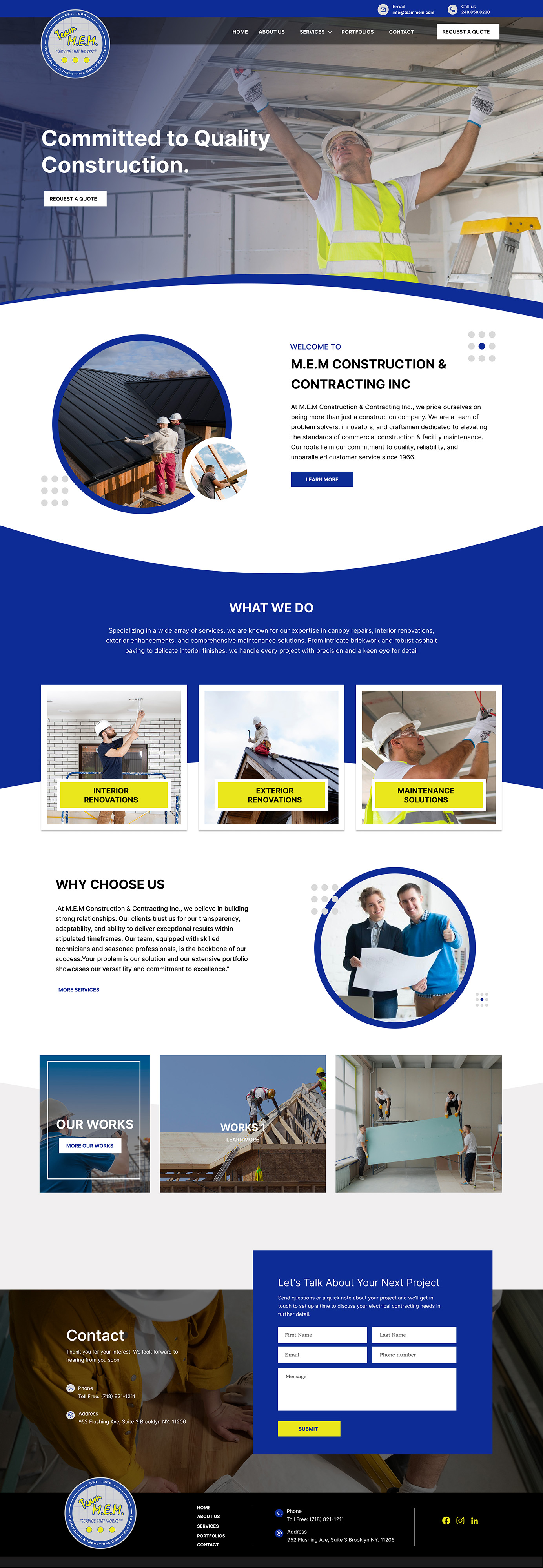 Web Design by DeriMH for M.E.M Construction & Contracting inc. | Design #31885824