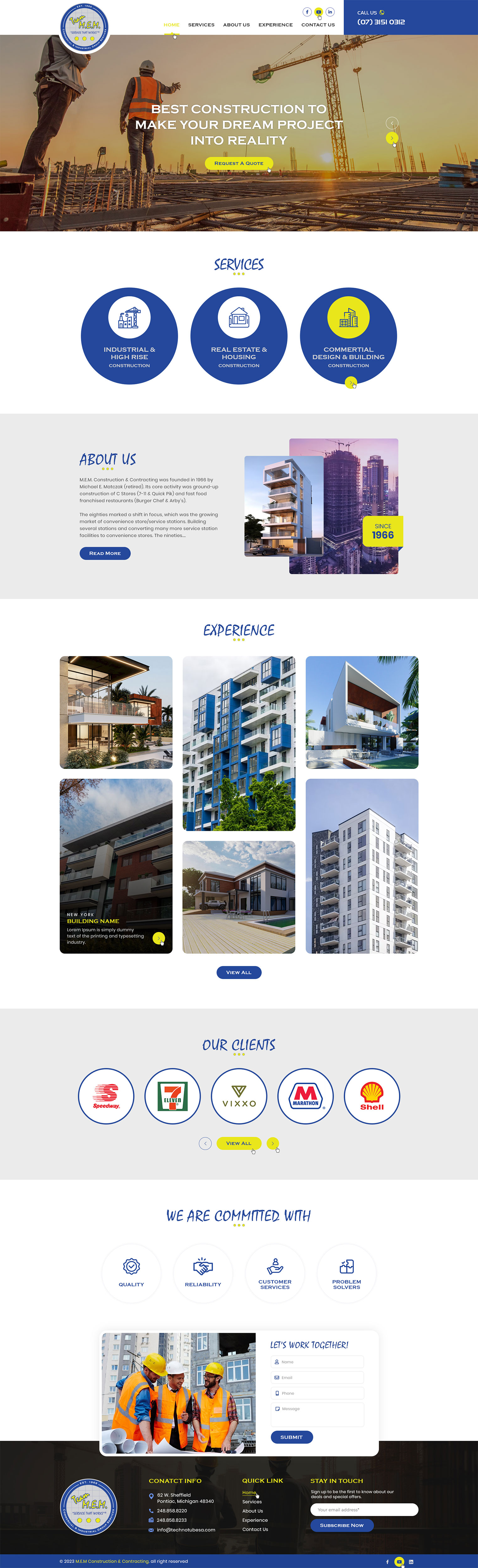 Diseño Web por Ved Web Services para M.E.M Construction & Contracting inc. | Diseño #31843755