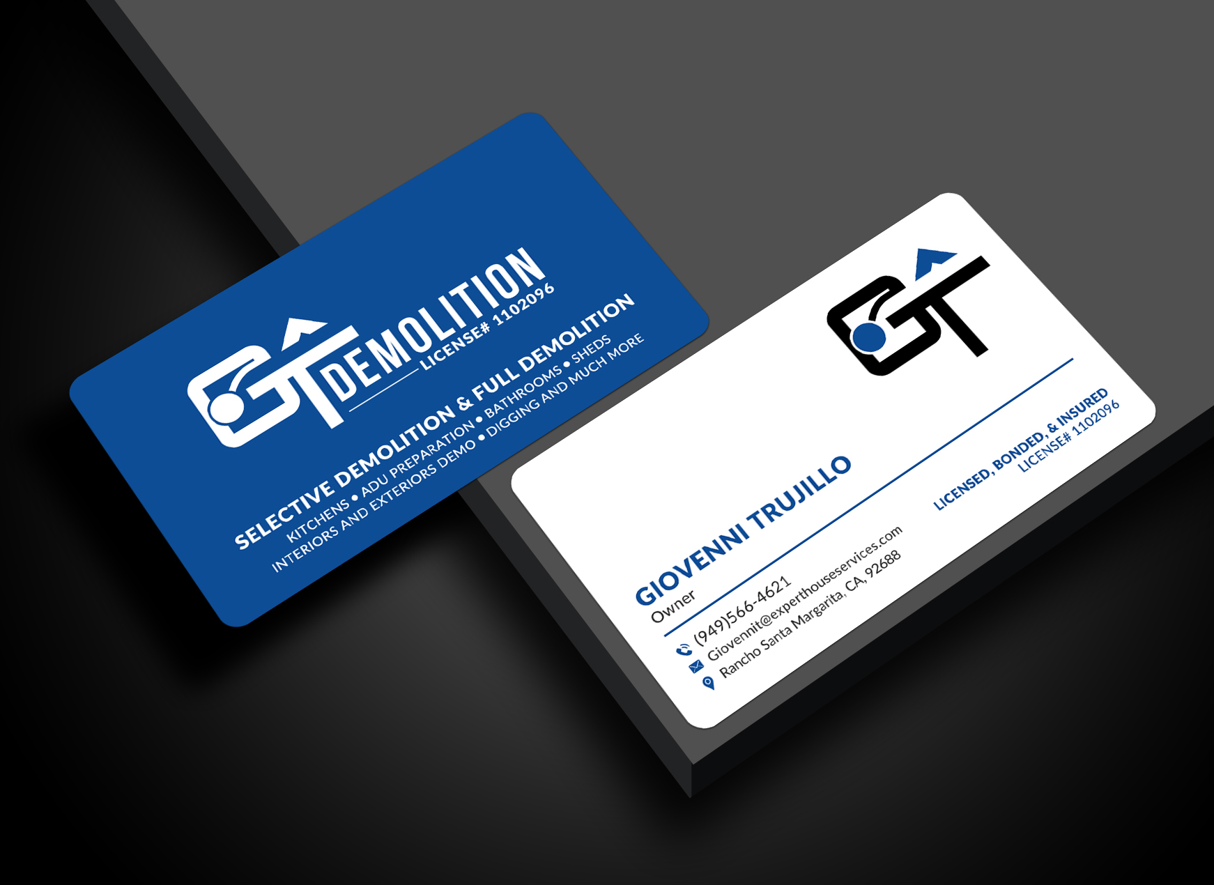 Serious, Modern, Construction specialist in Demolition Business Card