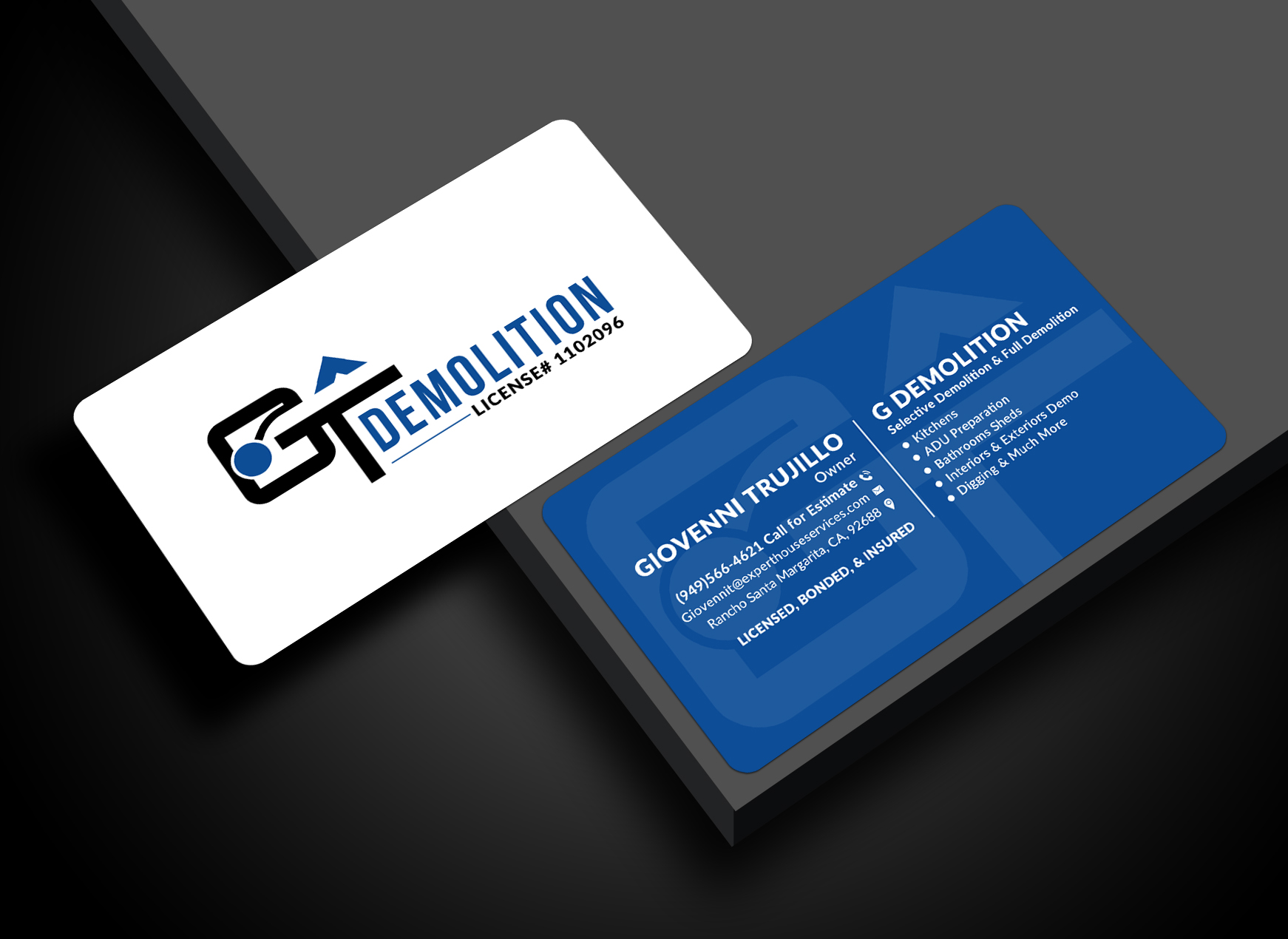 Diseño de Tarjeta de Presentación por Sun Moon Graphic Designer para GT Demolition | Diseño #31847458