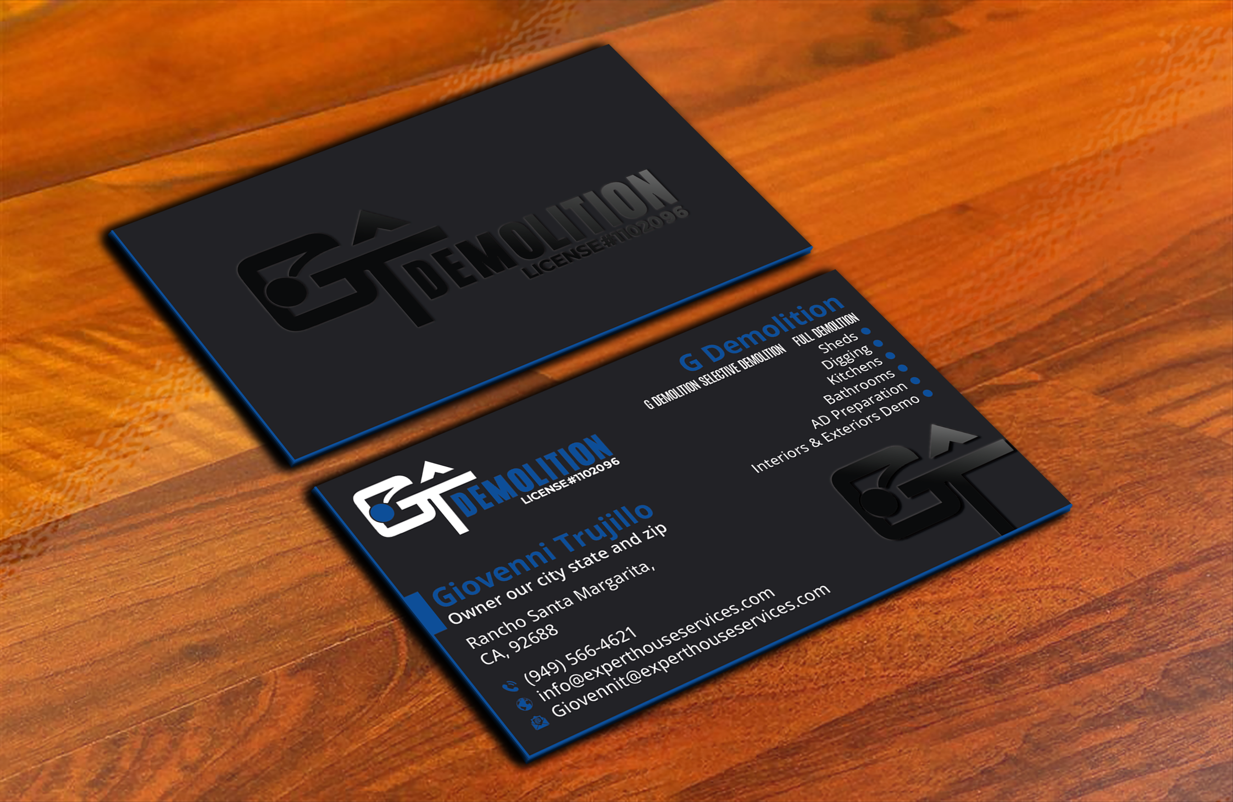 Diseño de Tarjeta de Presentación por DesignerShahadat para GT Demolition | Diseño #31846907