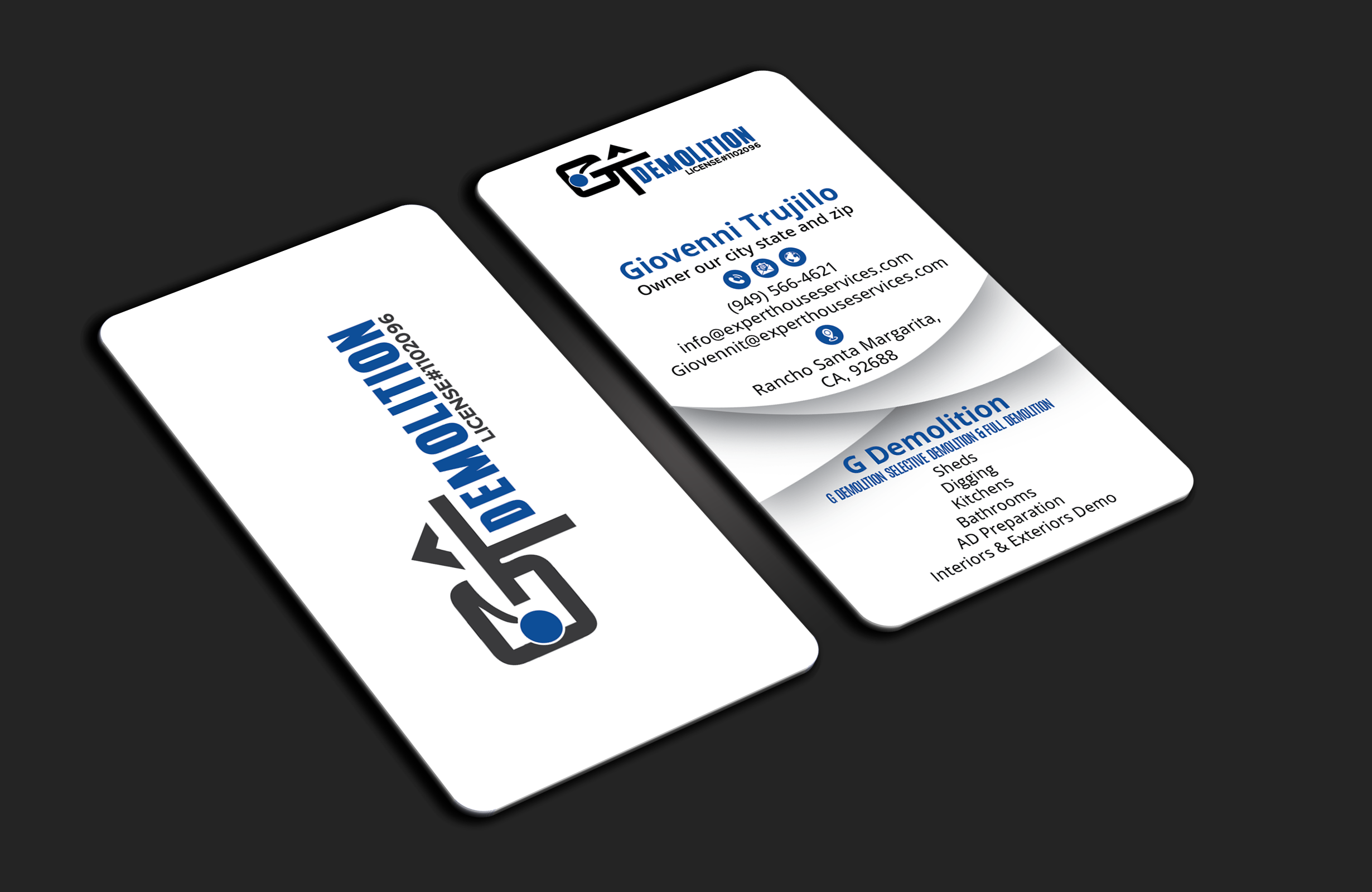Business Card Design by DesignerShahadat for GT Demolition | Design #31847599