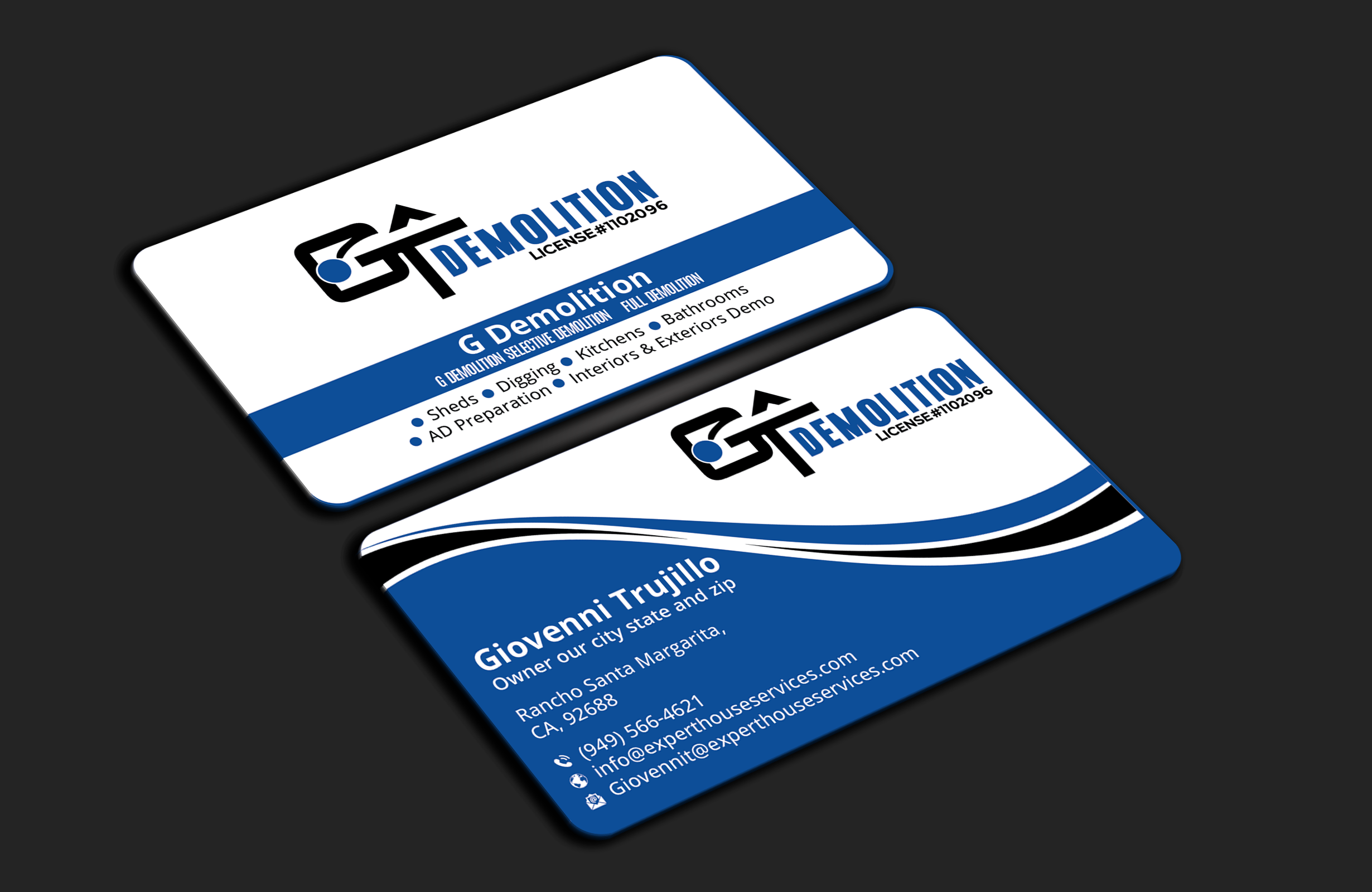 Business Card Design by DesignerShahadat for GT Demolition | Design #31847743