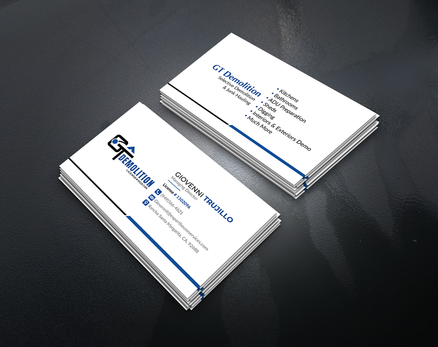 Business Card Design by artbitin for GT Demolition | Design #31847112