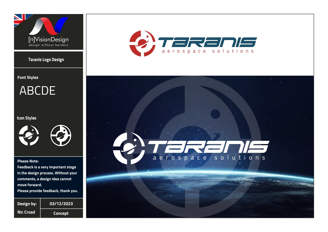 Logo Design by nvisiondesign.co.uk for Taranis Aerospace Solutions | Design #31853925