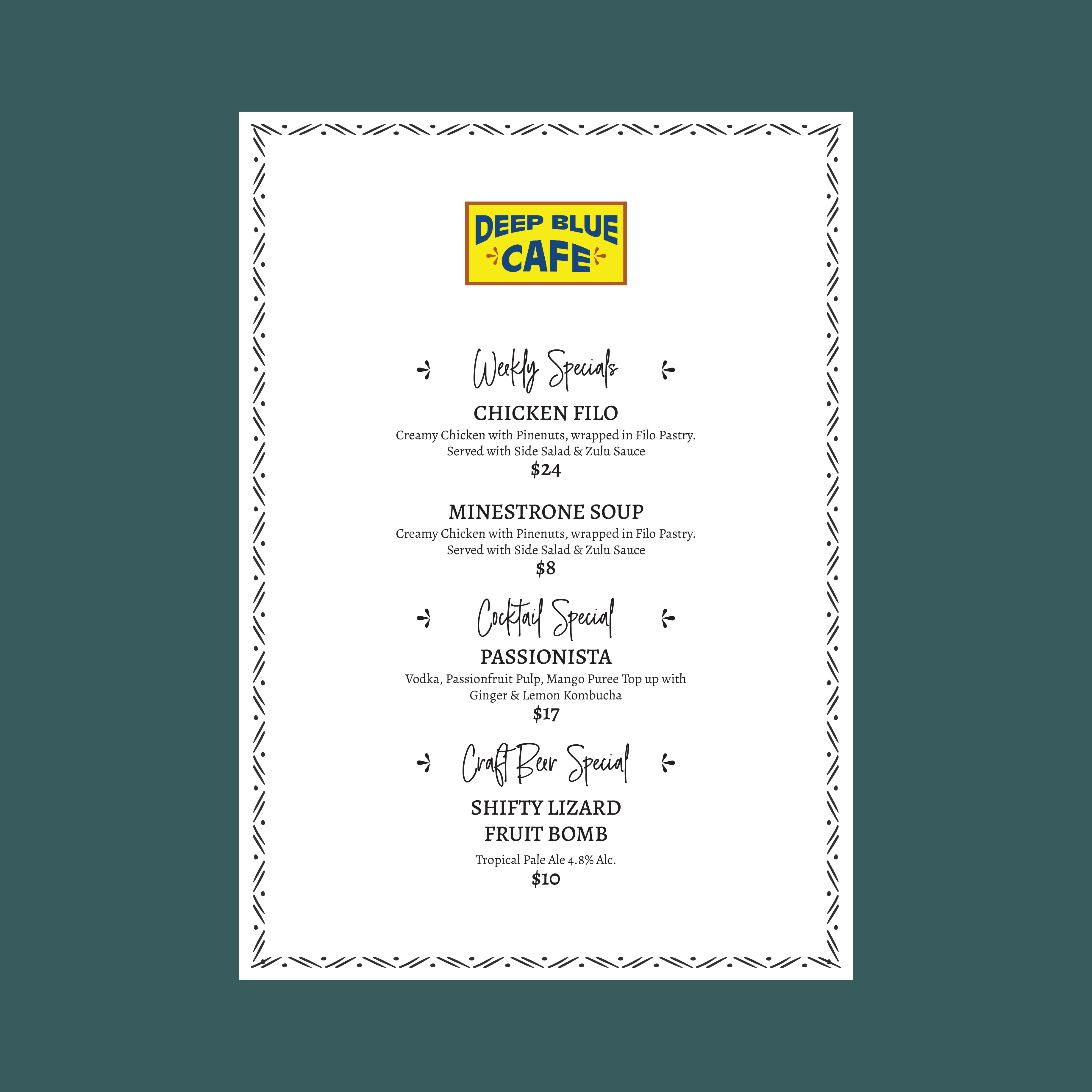 Menu Design by Dzhafir for this project | Design #31877407