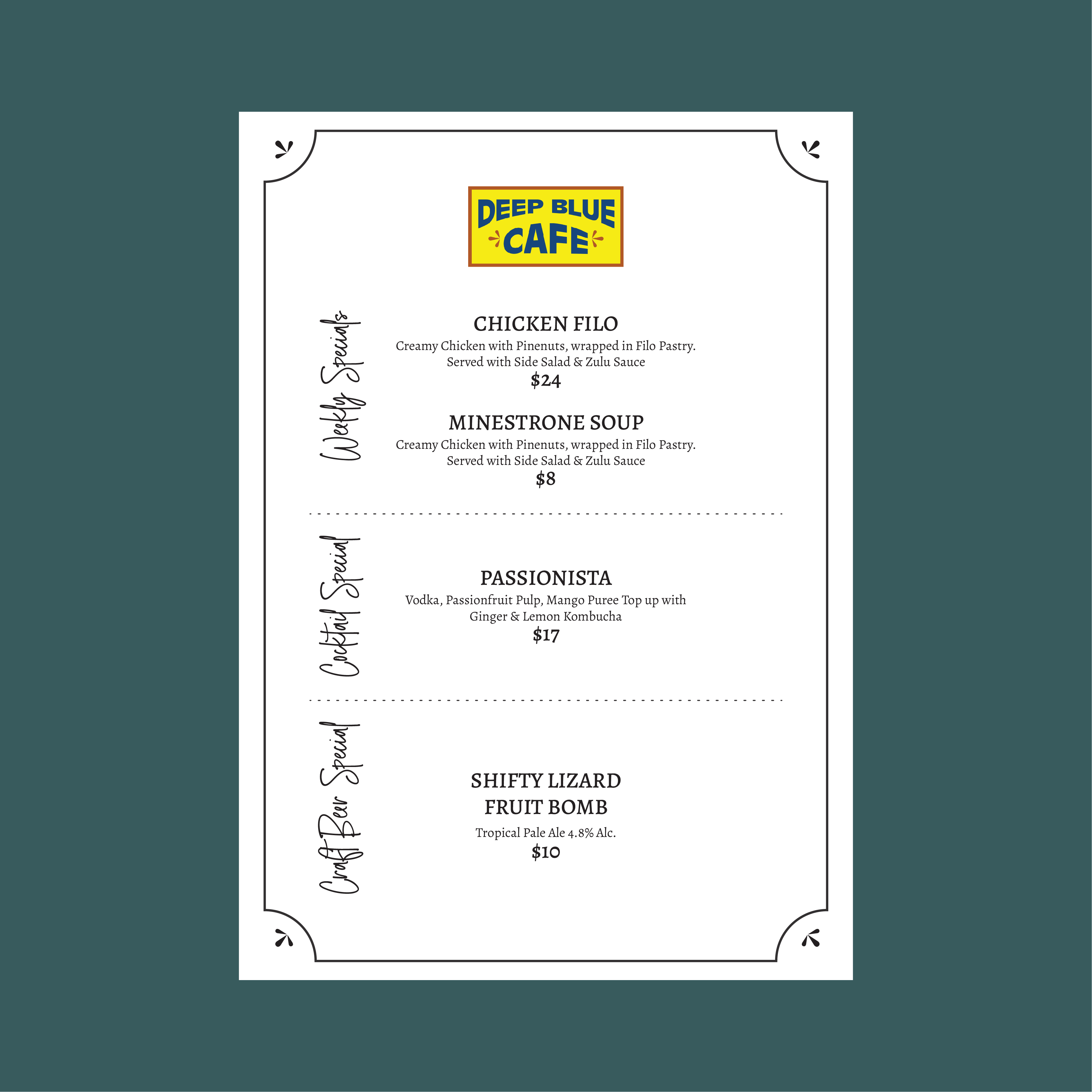 Menu Design by Dzhafir for this project | Design #31877410