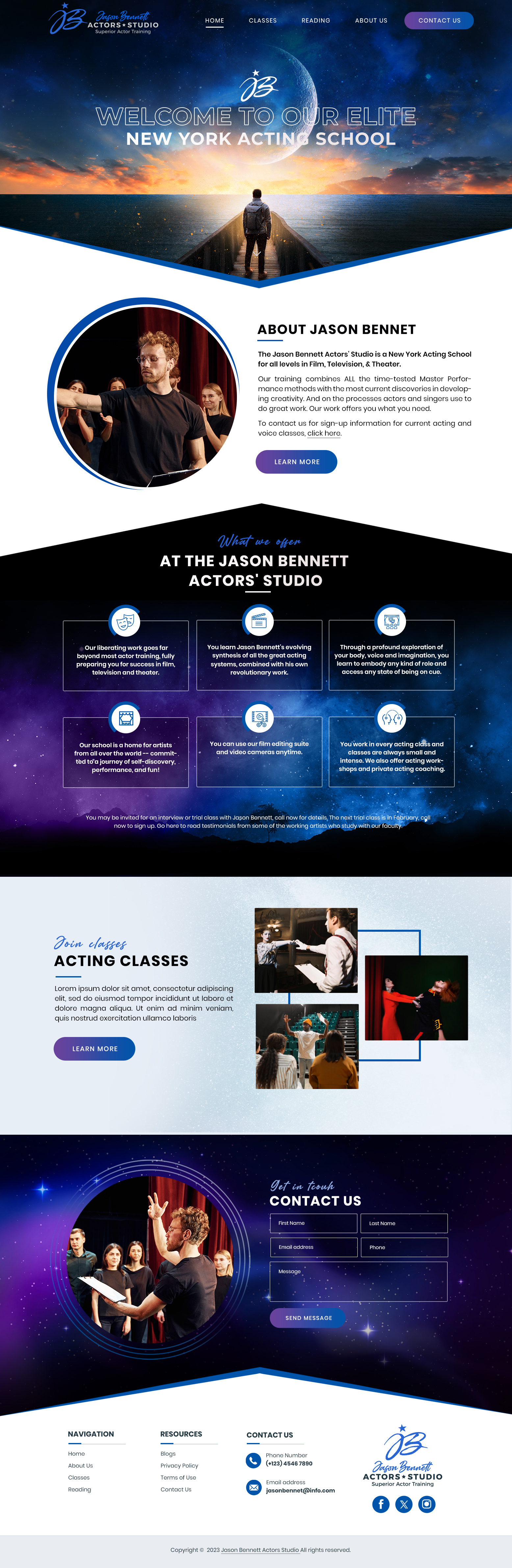 Design Wordpress par Blue Sparrow pour Jason Bennett Actors Studio | Design #31929110