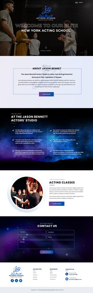 Wordpress Design by Blue Sparrow for Jason Bennett Actors Studio | Design: #31929677