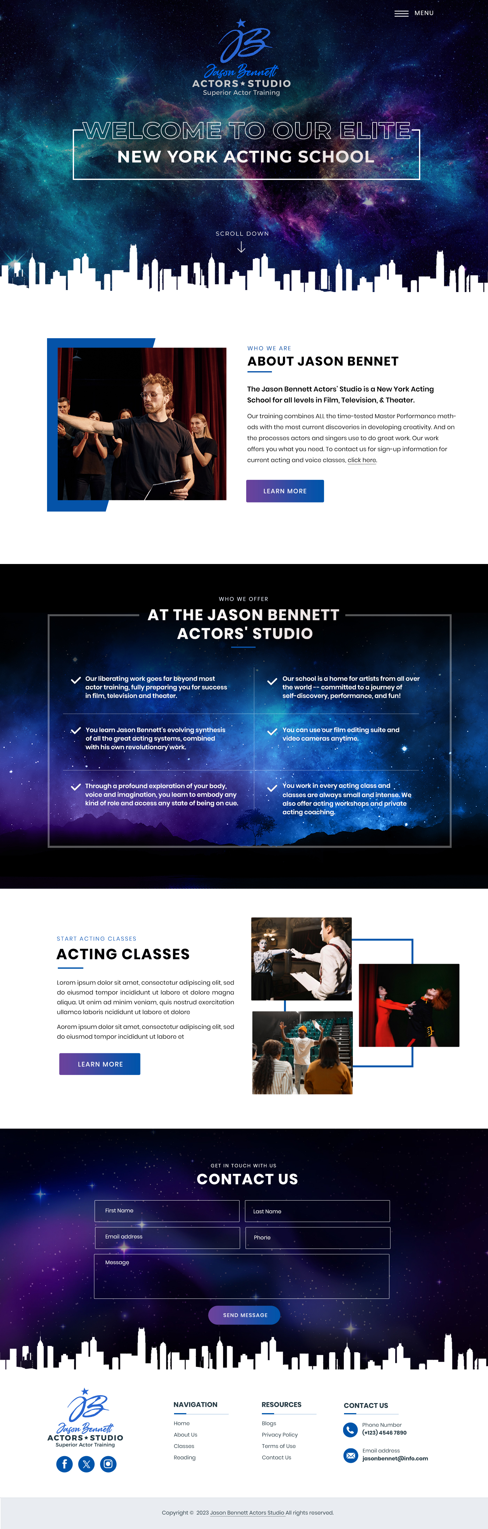 Wordpress Design by Blue Sparrow for Jason Bennett Actors Studio | Design #31929678