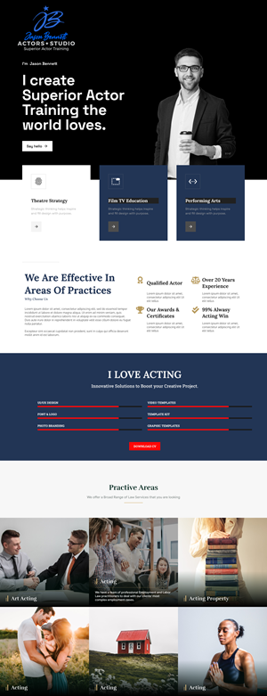 Wordpress Design by Maya_ for Jason Bennett Actors Studio | Design #32228801