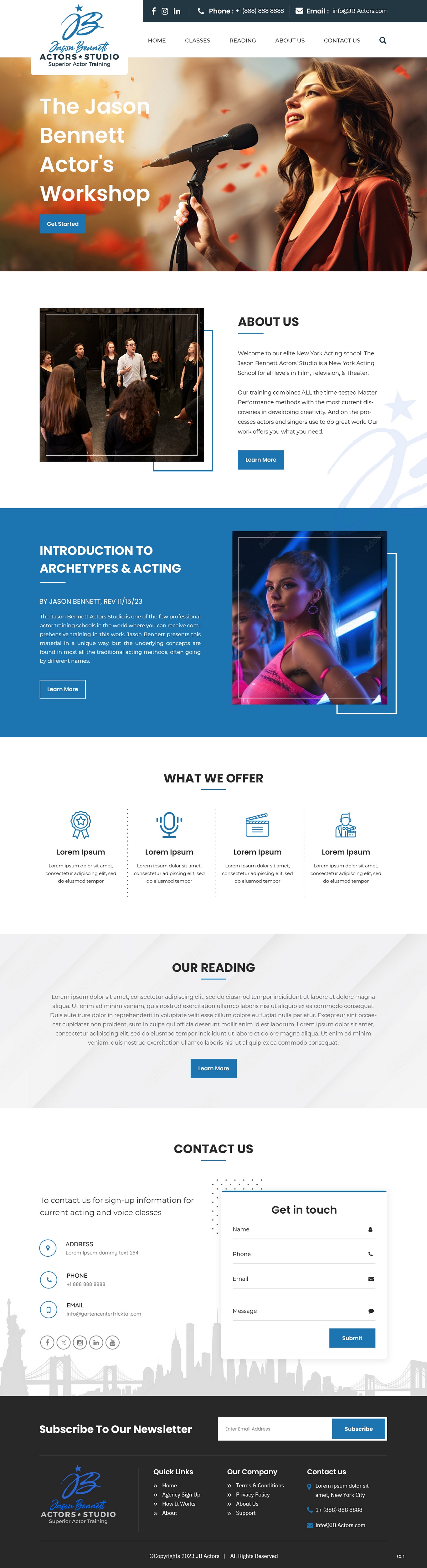 Wordpress Design by pb for Jason Bennett Actors Studio | Design #31929817