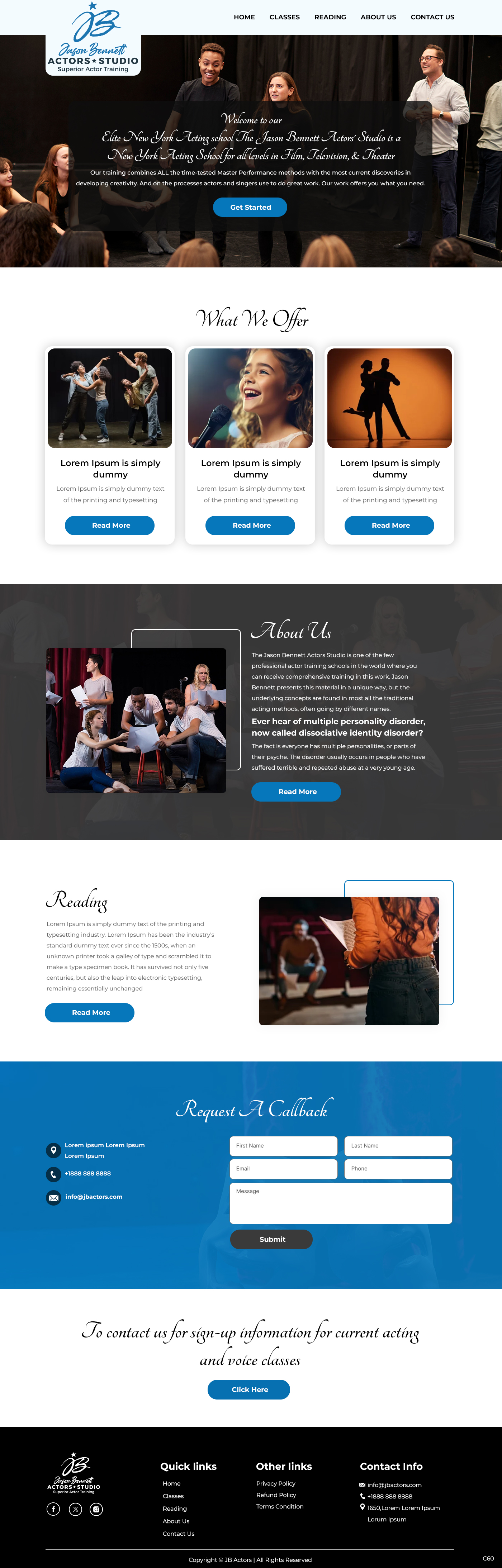 WordPress-Design von pb für Jason Bennett Actors Studio | Design #31929819