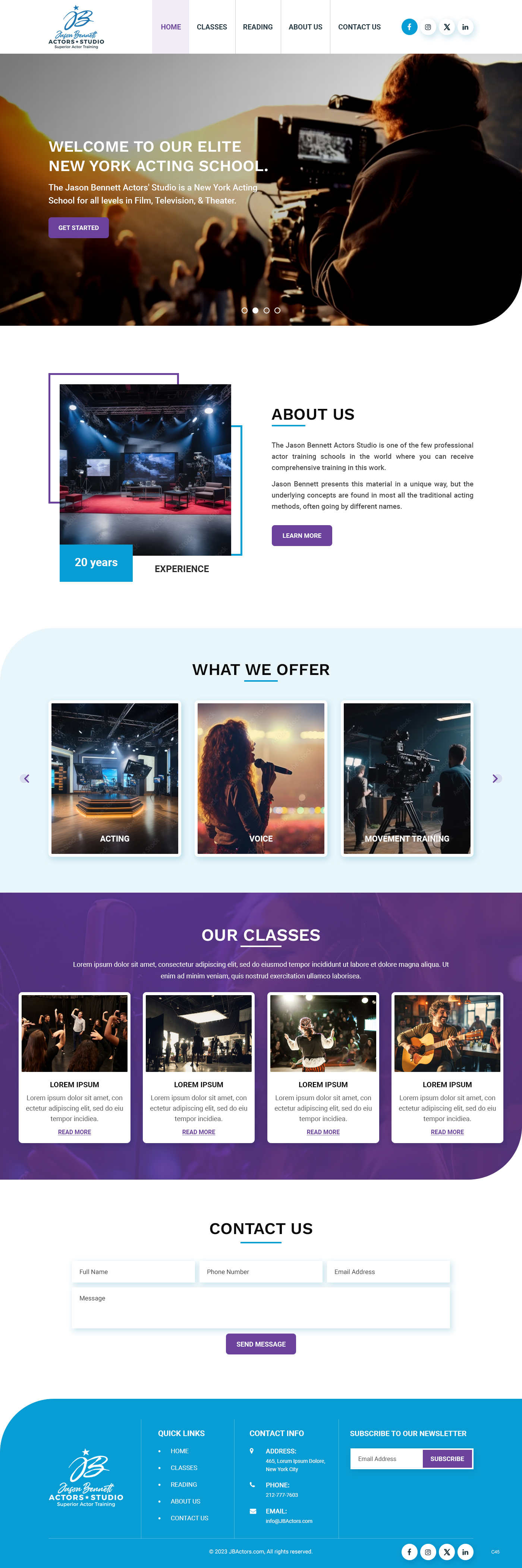 Wordpress Design by pb for Jason Bennett Actors Studio | Design #31930418