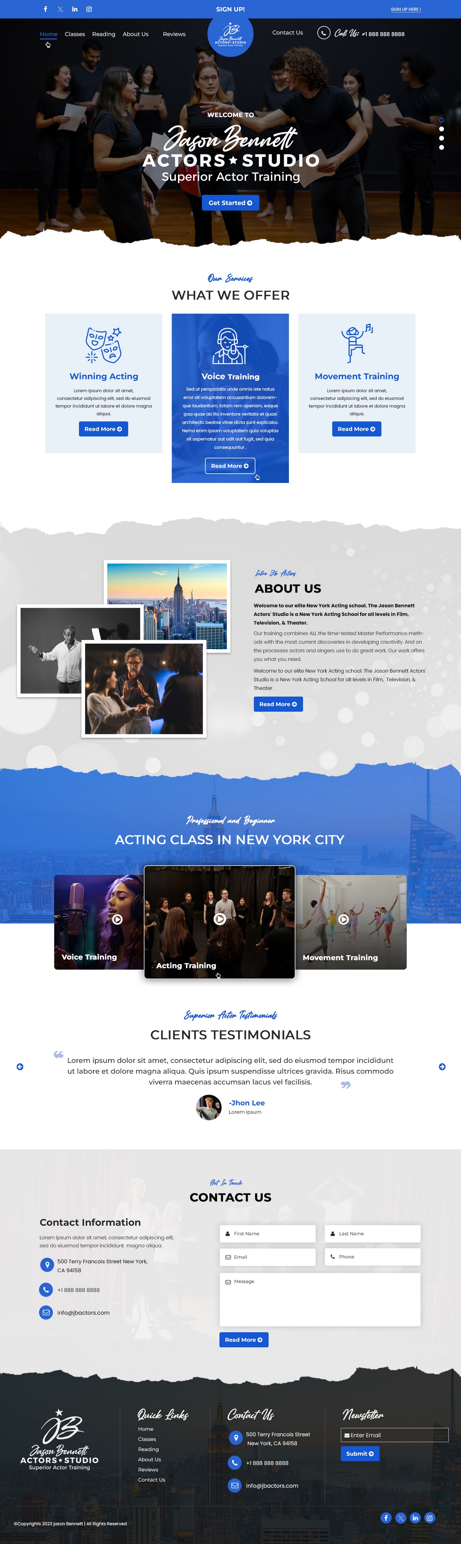 Wordpress Design by pb for Jason Bennett Actors Studio | Design #31930451