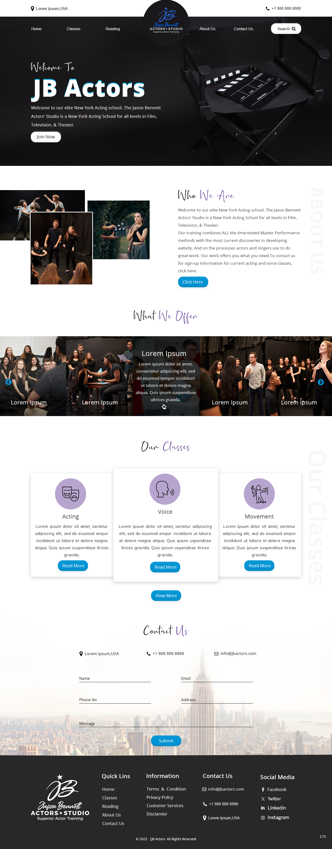 Diseño Wordpress por pb para Jason Bennett Actors Studio | Diseño #31930456