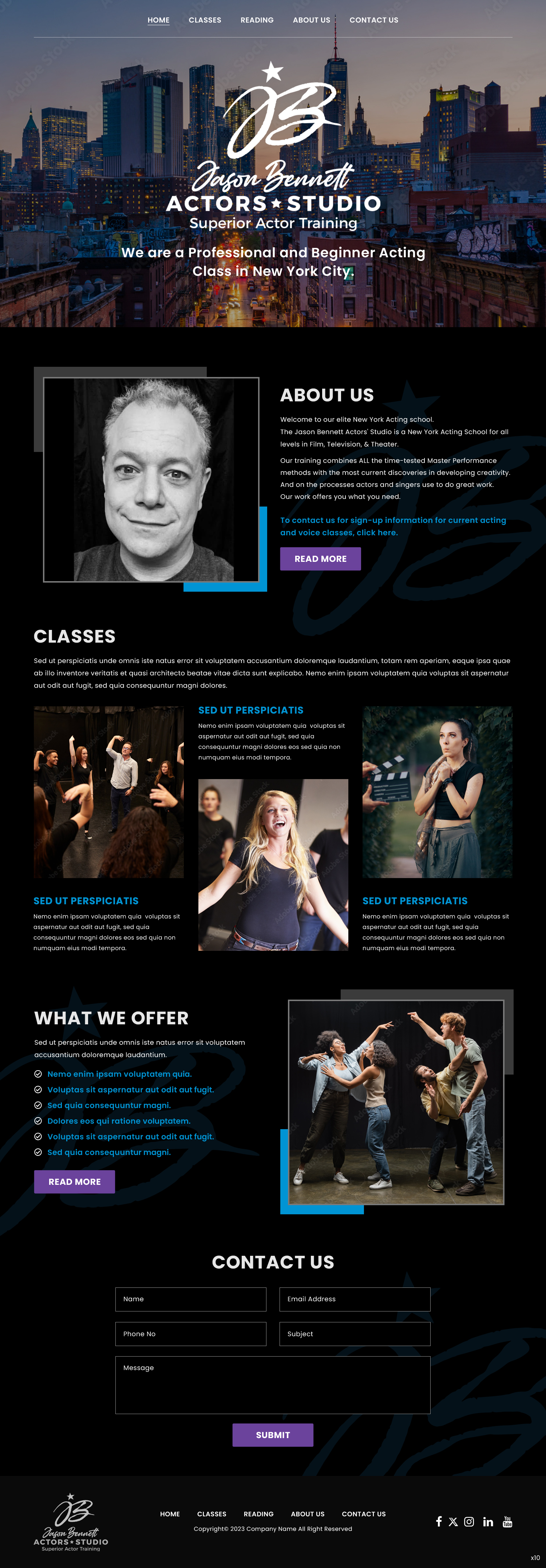 WordPress-Design von pb für Jason Bennett Actors Studio | Design #31930458