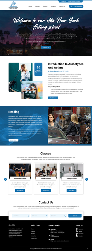 Wordpress Design by pb for Jason Bennett Actors Studio | Design: #31930510