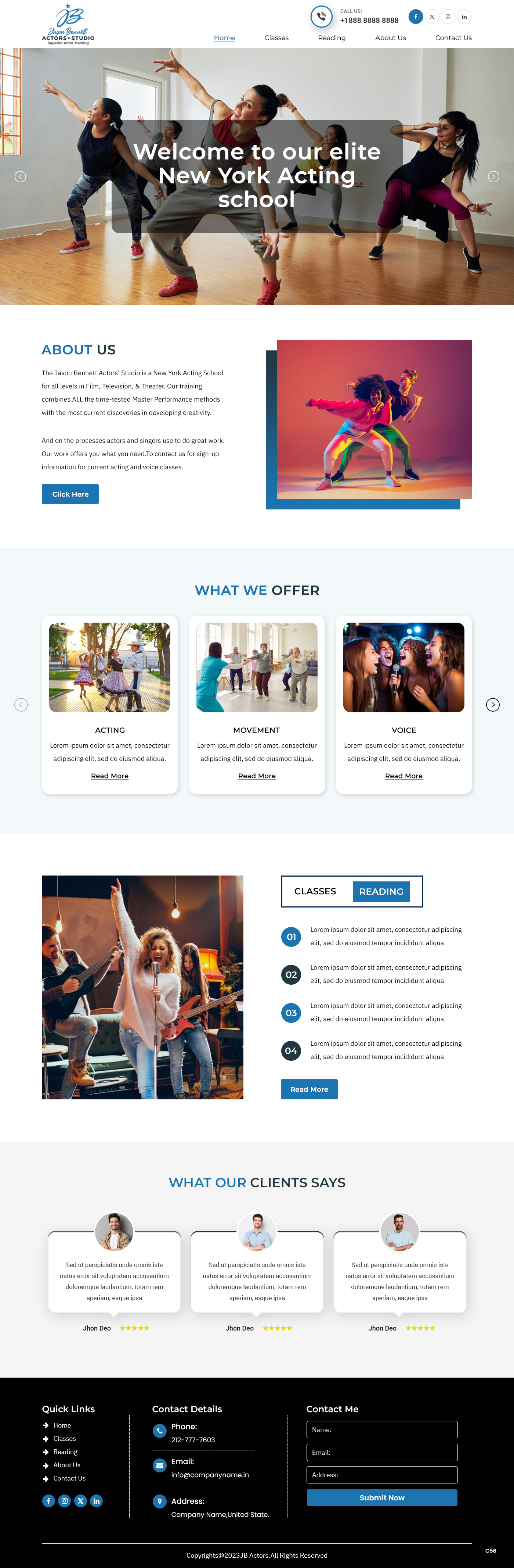 Wordpress Design by pb for Jason Bennett Actors Studio | Design #31938481