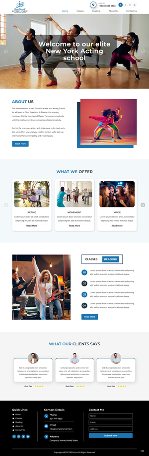 Wordpress Design by pb for Jason Bennett Actors Studio | Design: #31938481