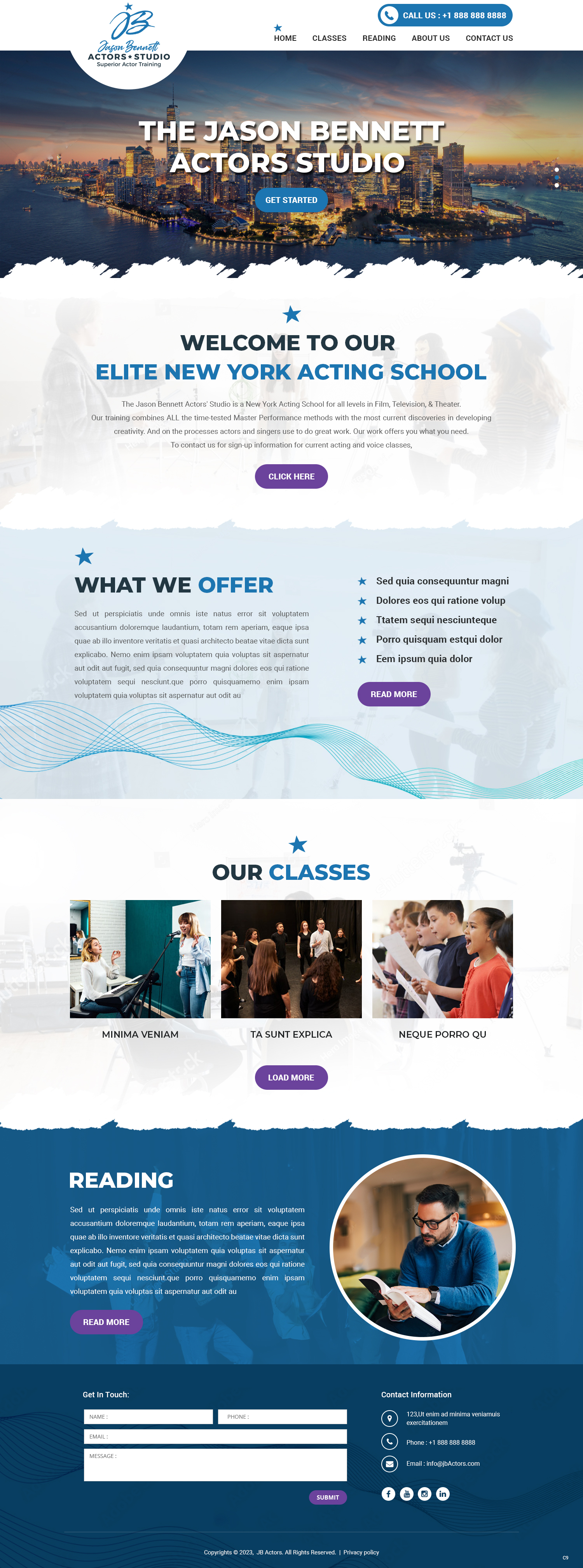 WordPress-Design von pb für Jason Bennett Actors Studio | Design #31938482