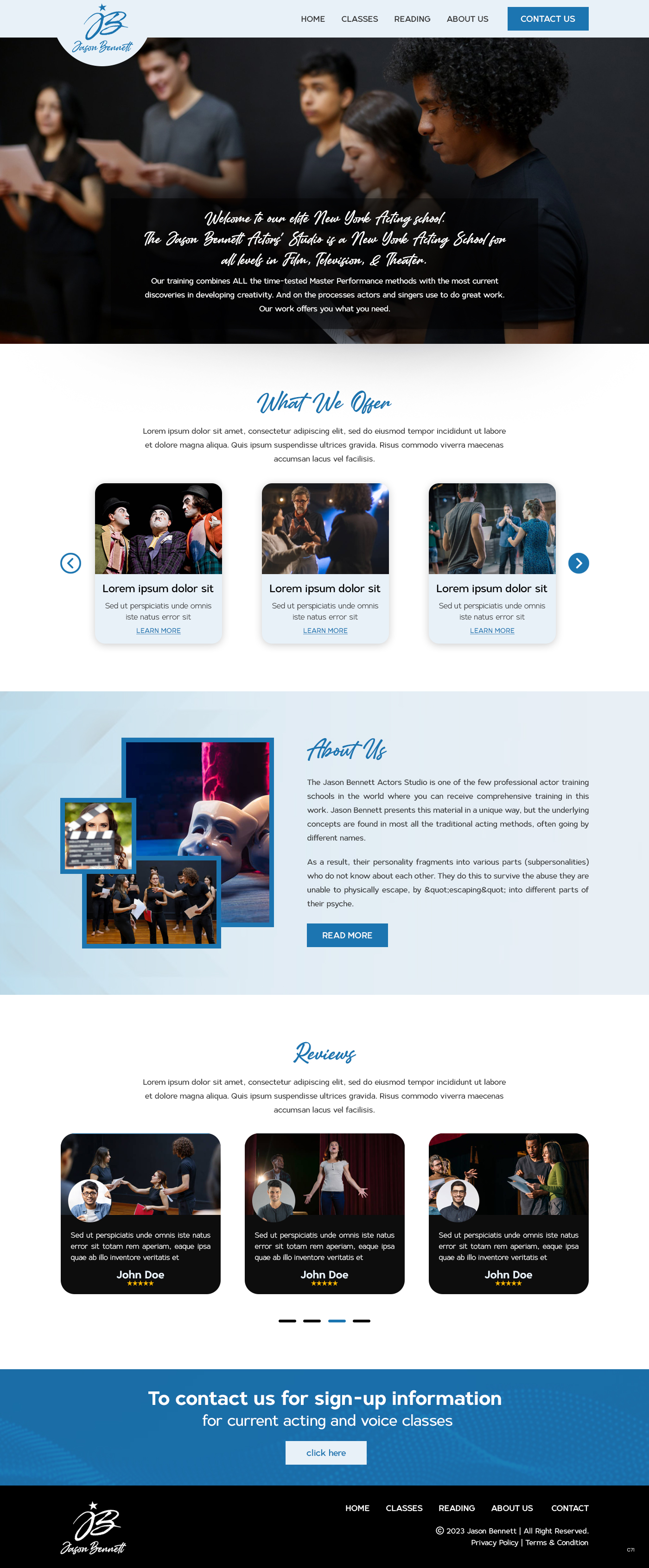 Wordpress Design by pb for Jason Bennett Actors Studio | Design #31938487