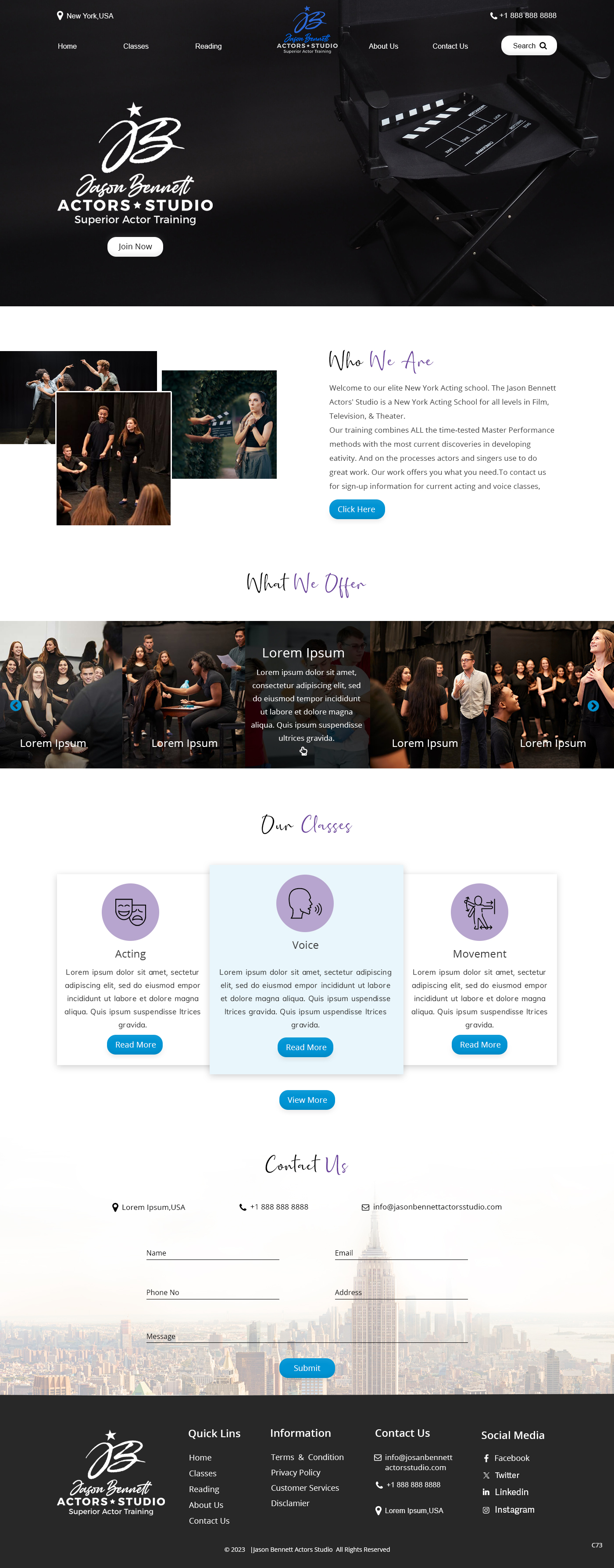 Diseño Wordpress por pb para Jason Bennett Actors Studio | Diseño #31938488