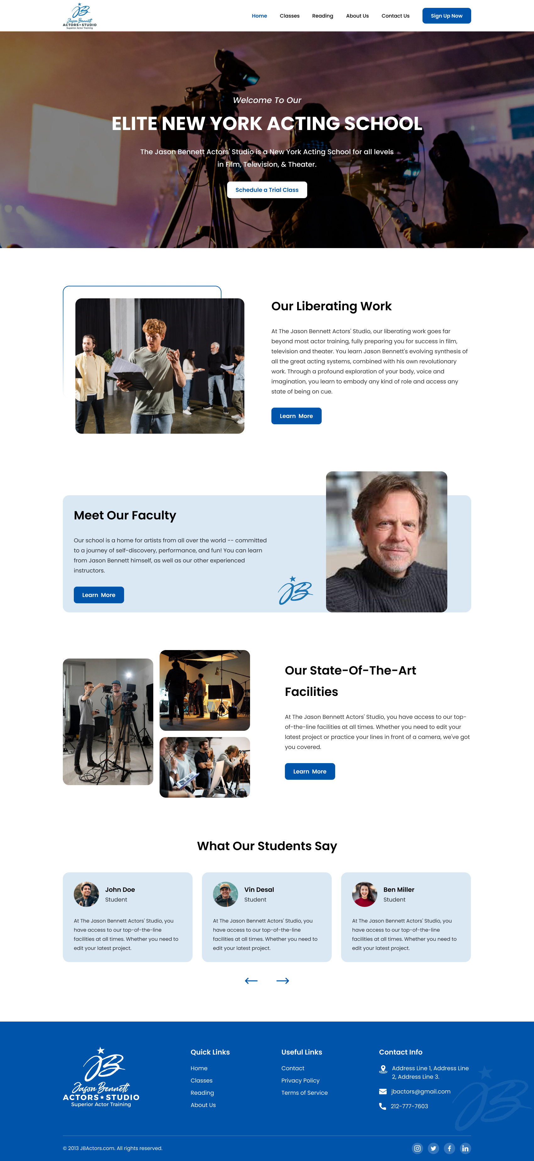 Wordpress Design by Sbss for Jason Bennett Actors Studio | Design #31941260