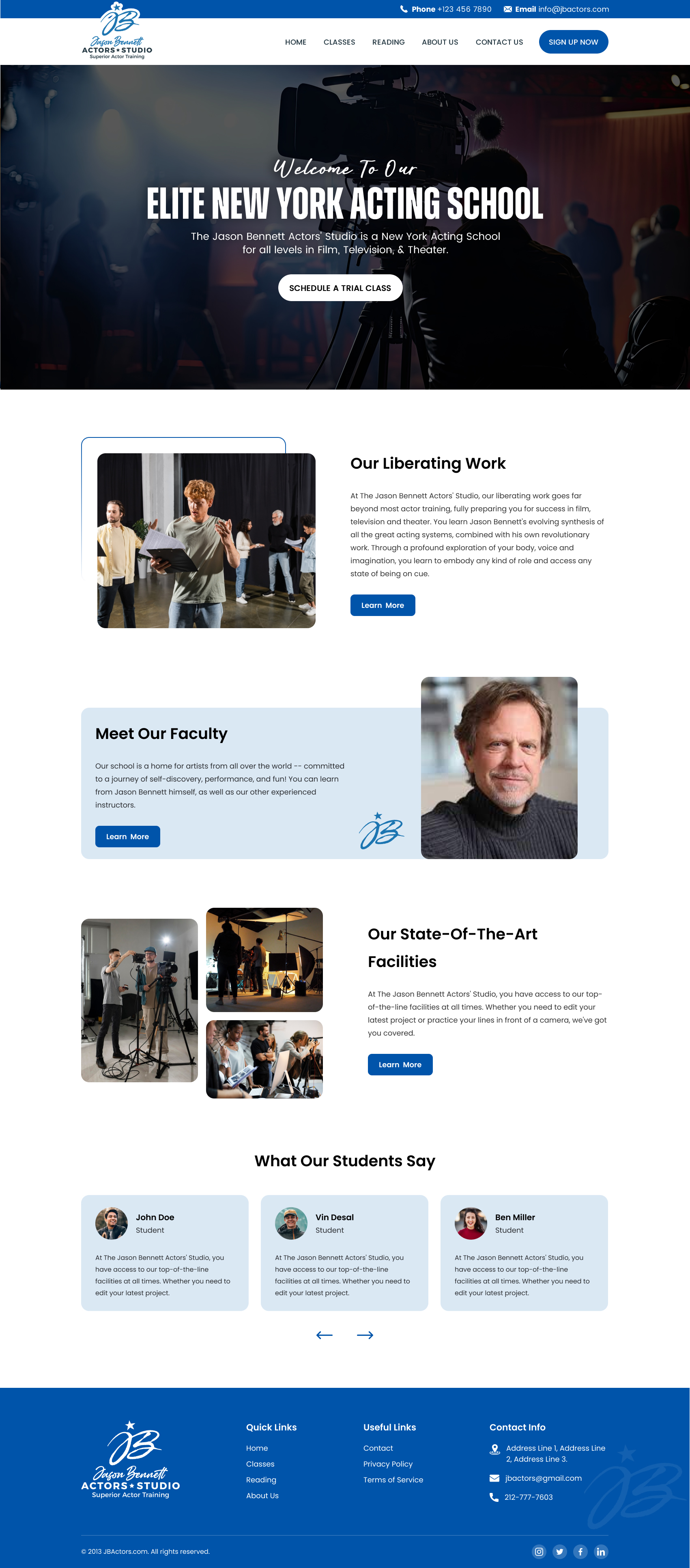 Wordpress Design by Sbss for Jason Bennett Actors Studio | Design #31941571