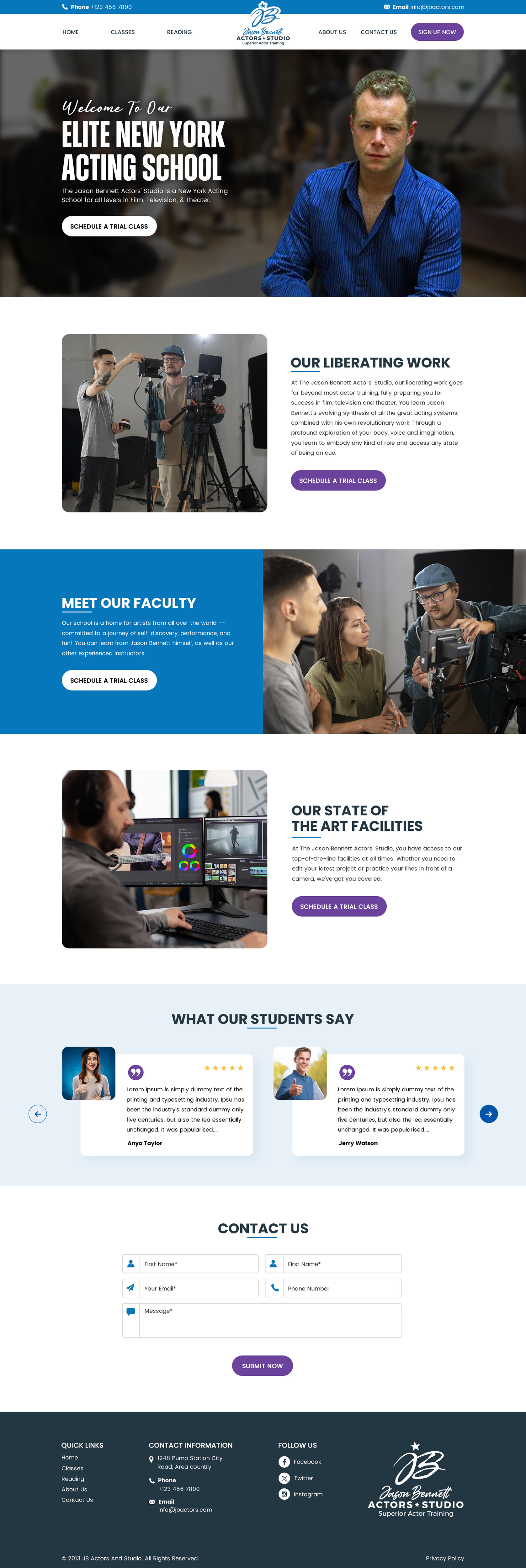 WordPress-Design von Sbss für Jason Bennett Actors Studio | Design #31952335