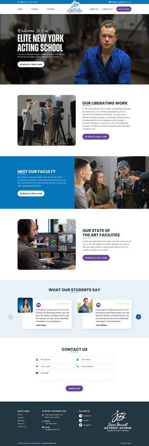 Wordpress Design by Sbss for Jason Bennett Actors Studio | Design: #31952335