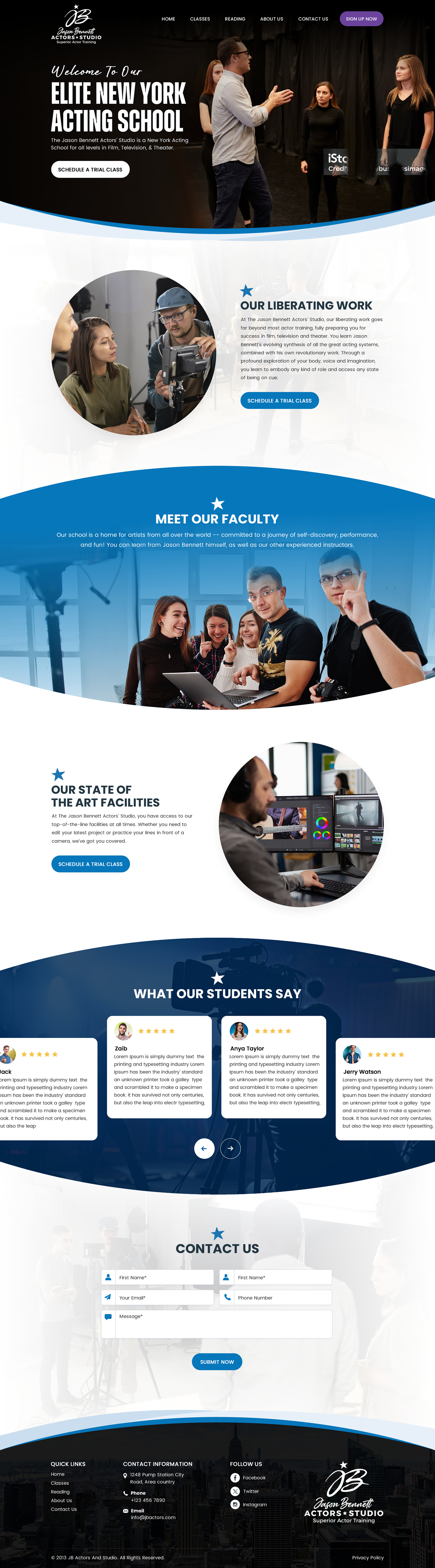 Design Wordpress par Sbss pour Jason Bennett Actors Studio | Design #31952336