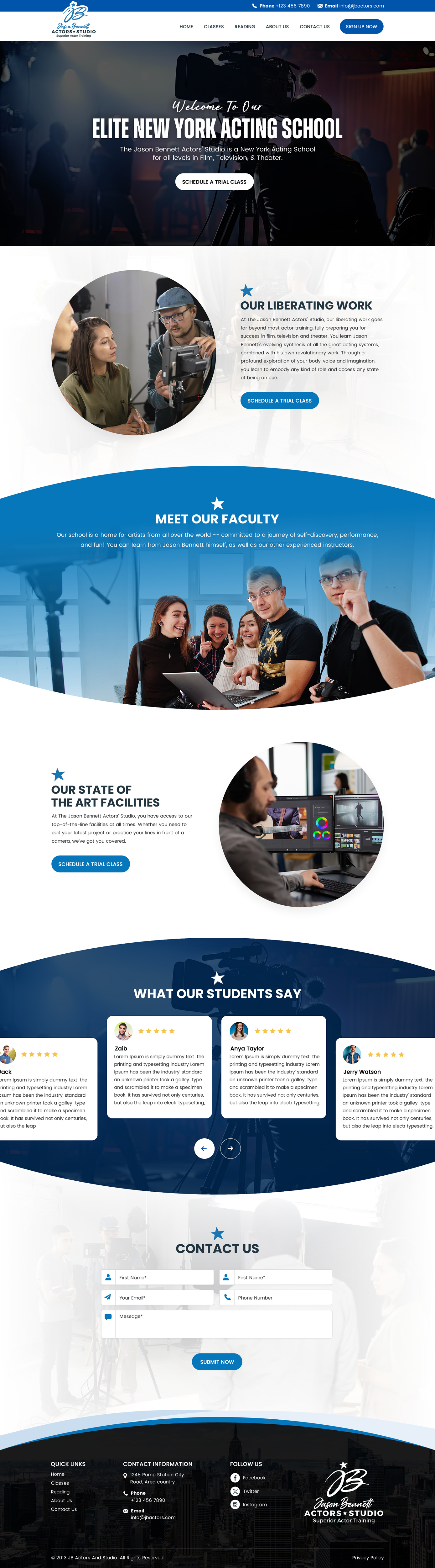 Design Wordpress par Sbss pour Jason Bennett Actors Studio | Design #31952679