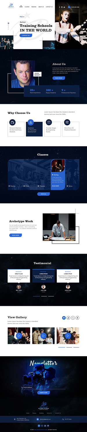 Wordpress Design by sai.designer87 for Jason Bennett Actors Studio | Design #31930351