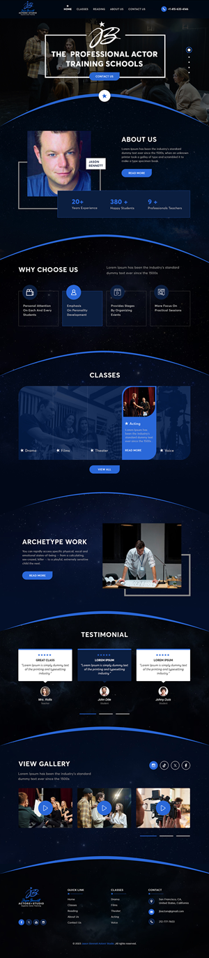 Wordpress Design by sai.designer87 for Jason Bennett Actors Studio | Design: #31930353