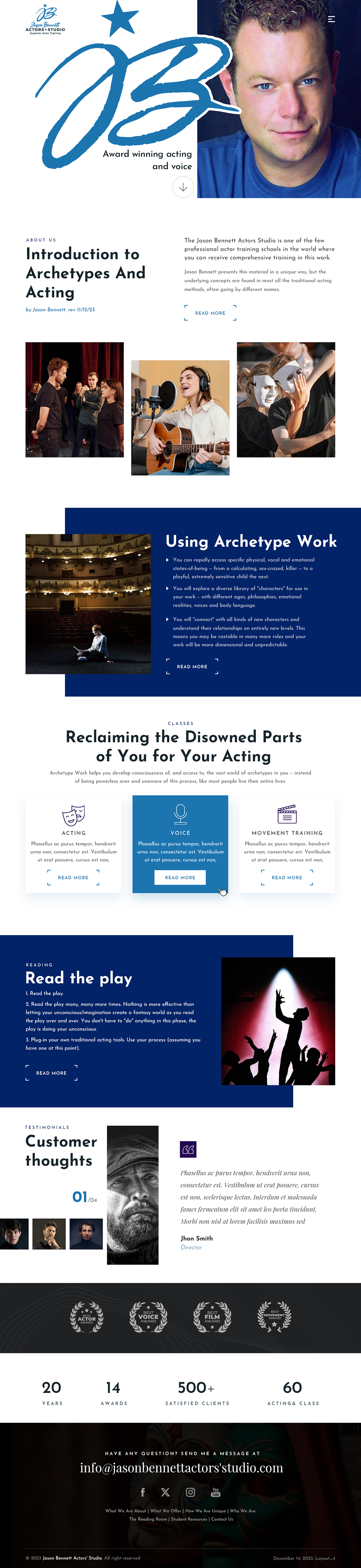 Wordpress Design by sai.designer87 for Jason Bennett Actors Studio | Design #31930469