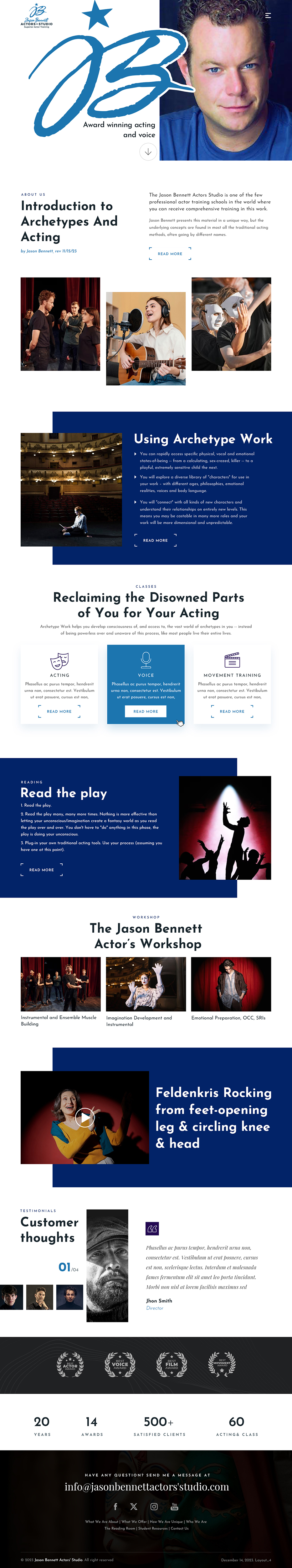 Wordpress Design by sai.designer87 for Jason Bennett Actors Studio | Design #31935145