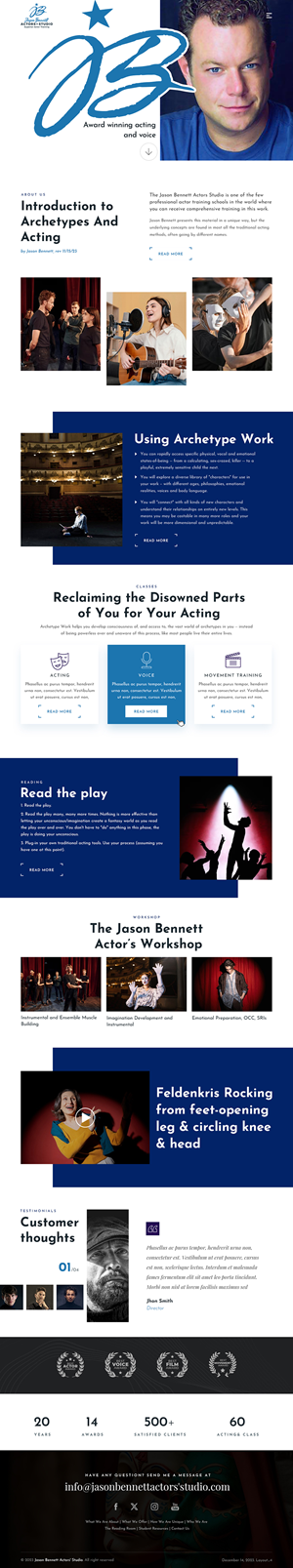 Wordpress Design by sai.designer87 for Jason Bennett Actors Studio | Design: #31935145