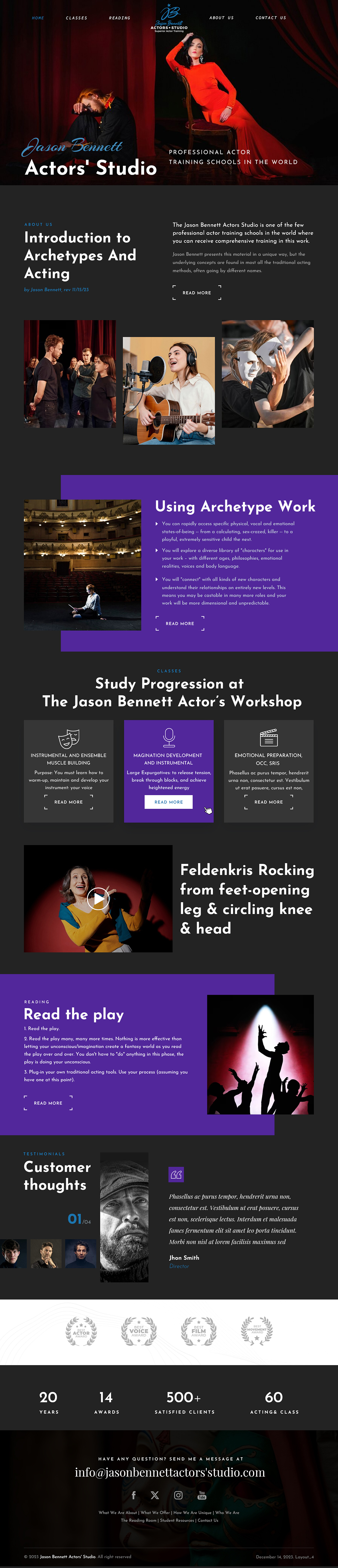 Wordpress Design by sai.designer87 for Jason Bennett Actors Studio | Design #31935147