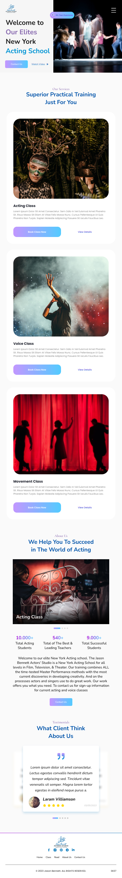 Wordpress Design by Taufik H for Jason Bennett Actors Studio | Design #31936639