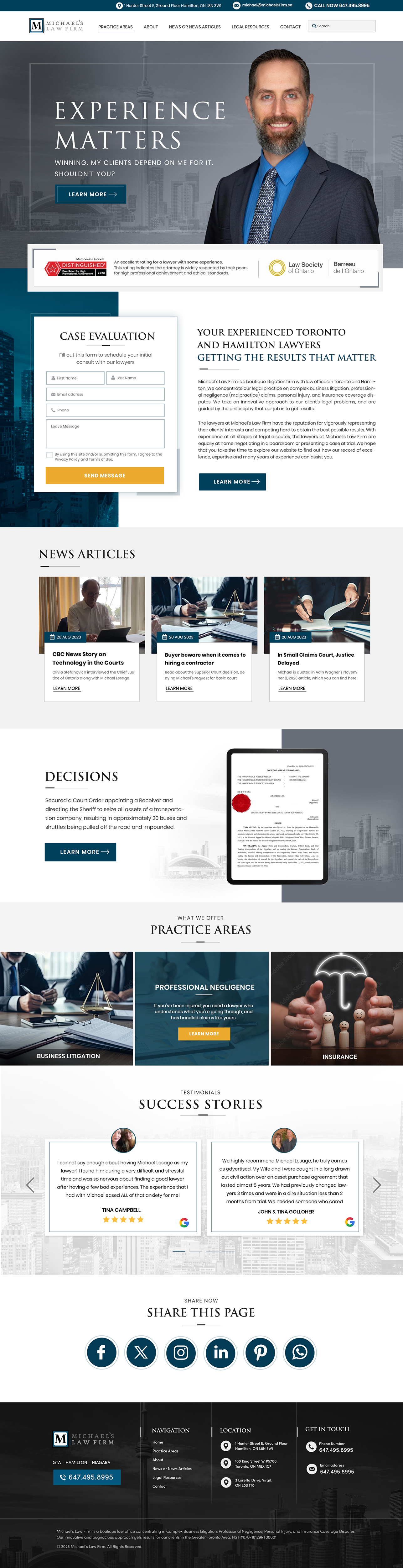 Web Design by Blue Sparrow for Michael''s Law Firm | Design #31938940