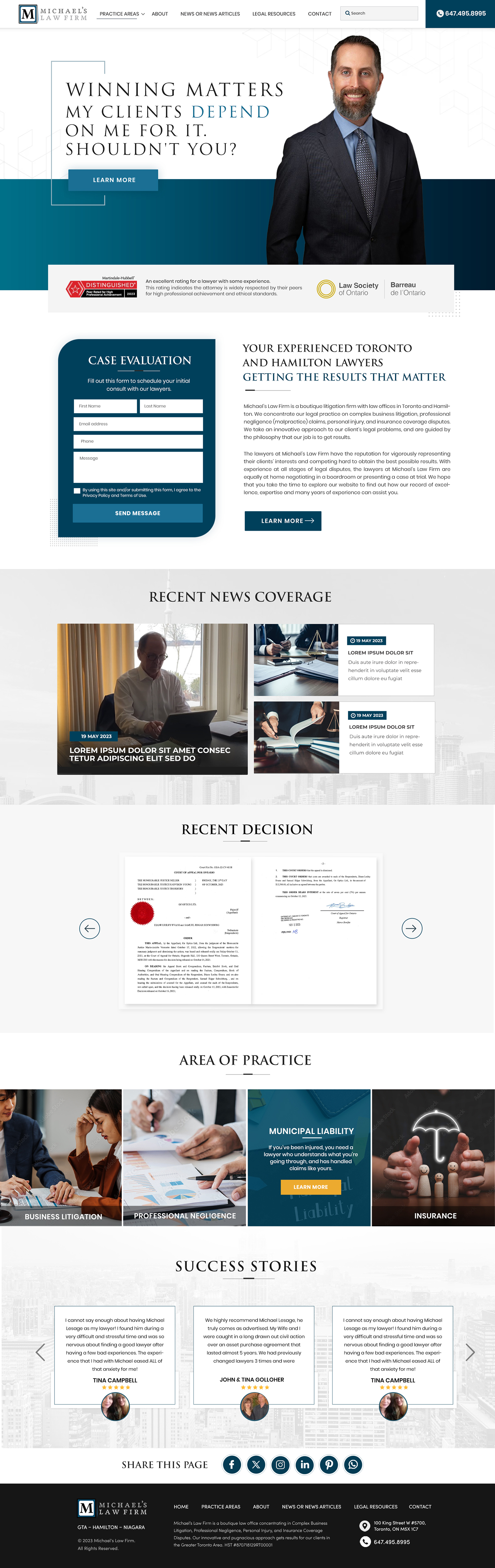 Diseño Web por Blue Sparrow para Michael''s Law Firm | Diseño #31955852