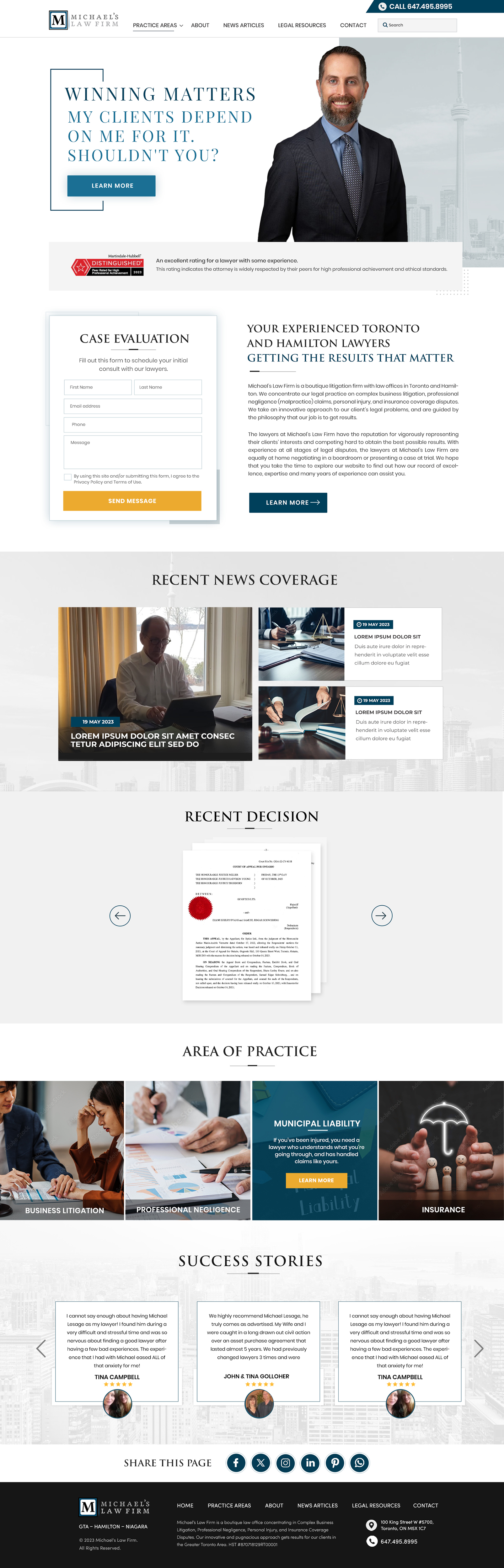 Web Design by Blue Sparrow for Michael''s Law Firm | Design #31960487