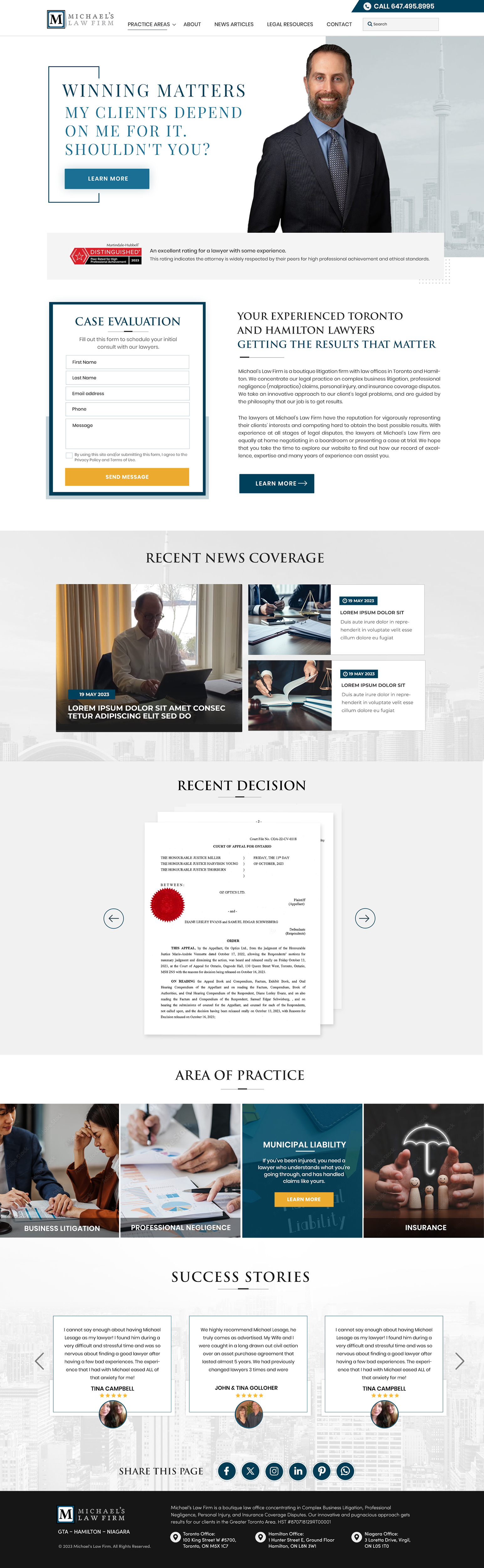 Web Design by Blue Sparrow for Michael''s Law Firm | Design #31960678