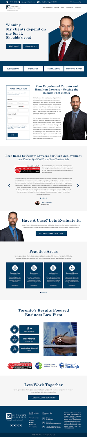 Web-Design von Creations Box 2015 für Michael''s Law Firm | Design #31934904