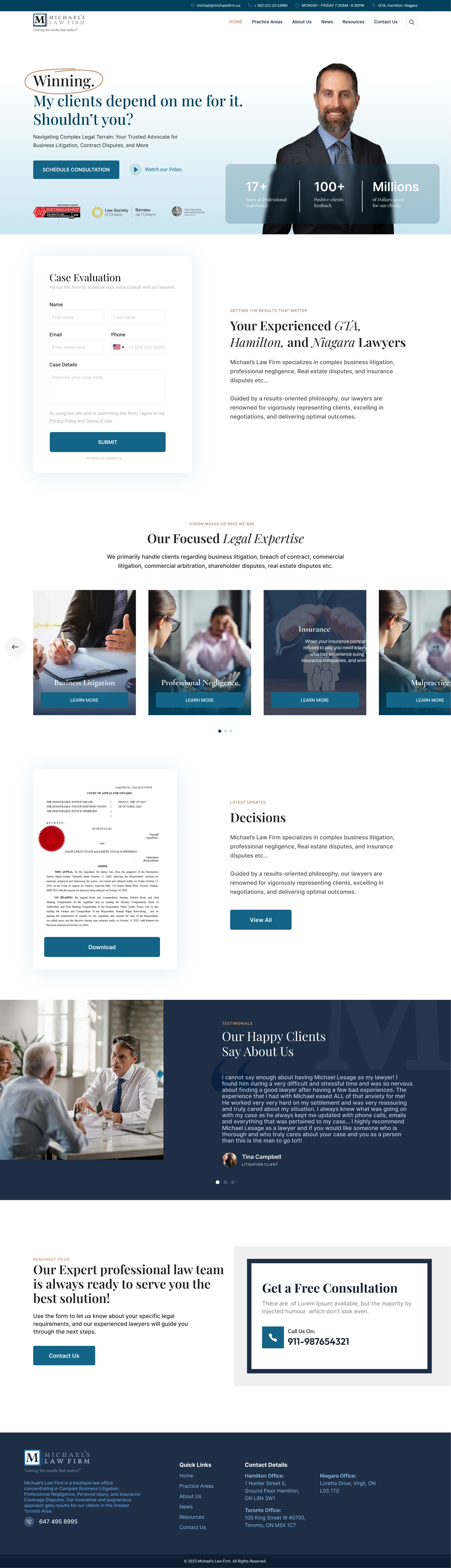 Web Design by Wolfpencil Designs for Michael''s Law Firm | Design #31983694