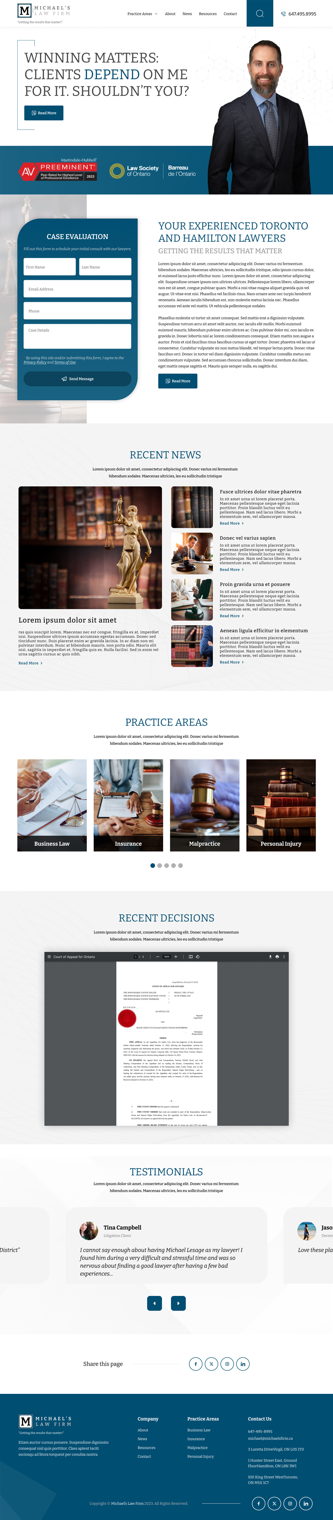 Web Design by Senthil Kumaar V for Michael''s Law Firm | Design #31965114